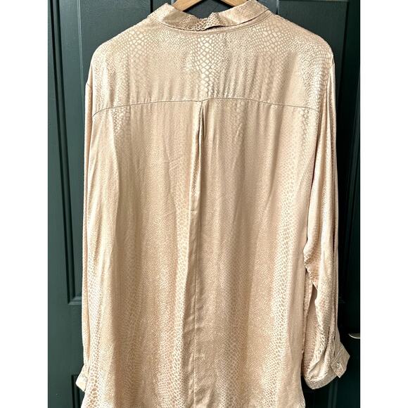 NWT She + Sky 1X Gold Satin Jacquard Snake Button Front Blouse Career Event - Picture 4 of 7